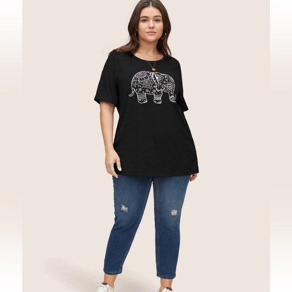 BloomChic Plus Size 4XL Art & Design Elephant Print T-shirt us26 - Picture 3 of 5